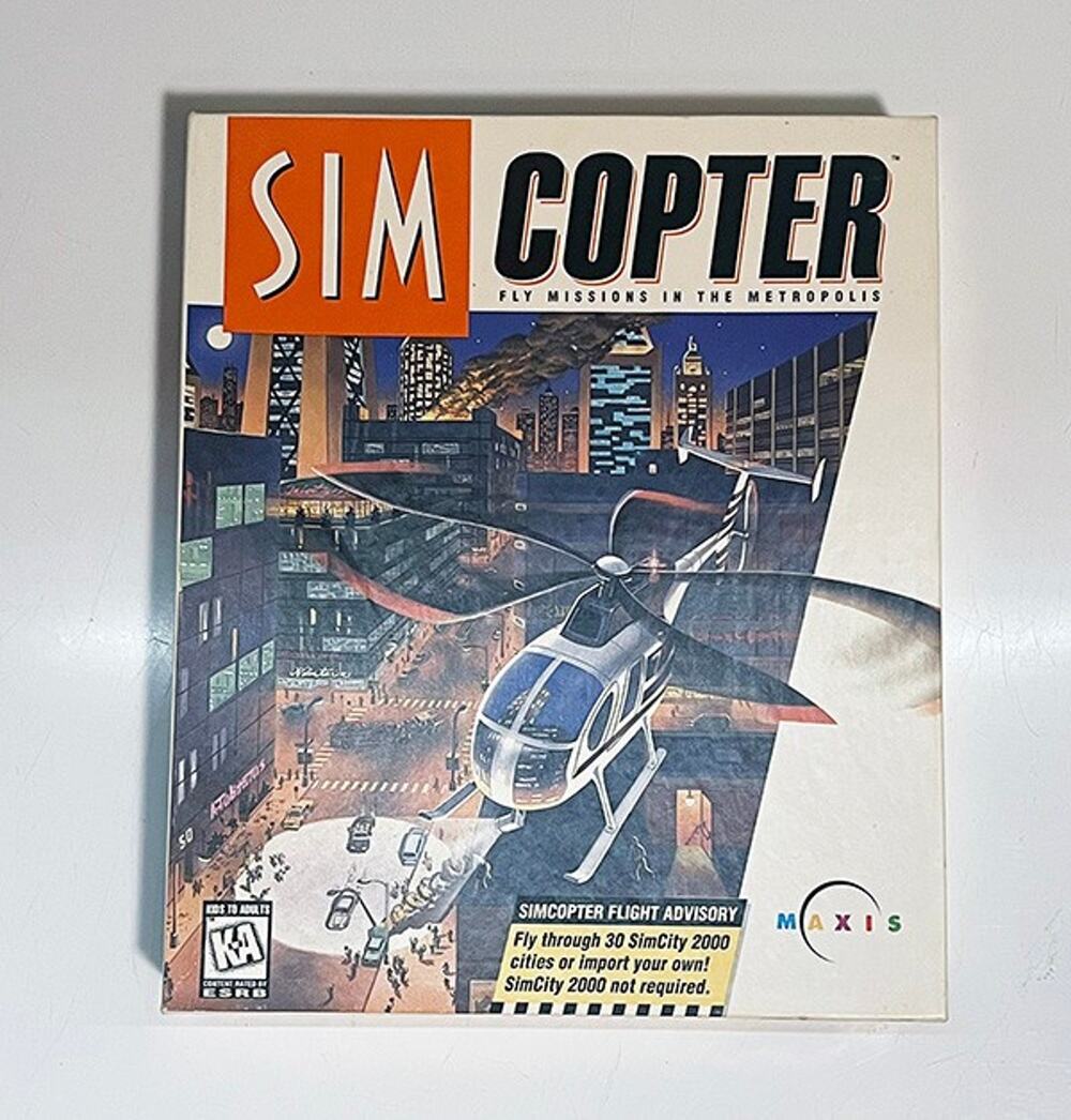 Vintage Original SIM Copter Maxis Windows 95 PC CD-Rom Bix Box Open Box